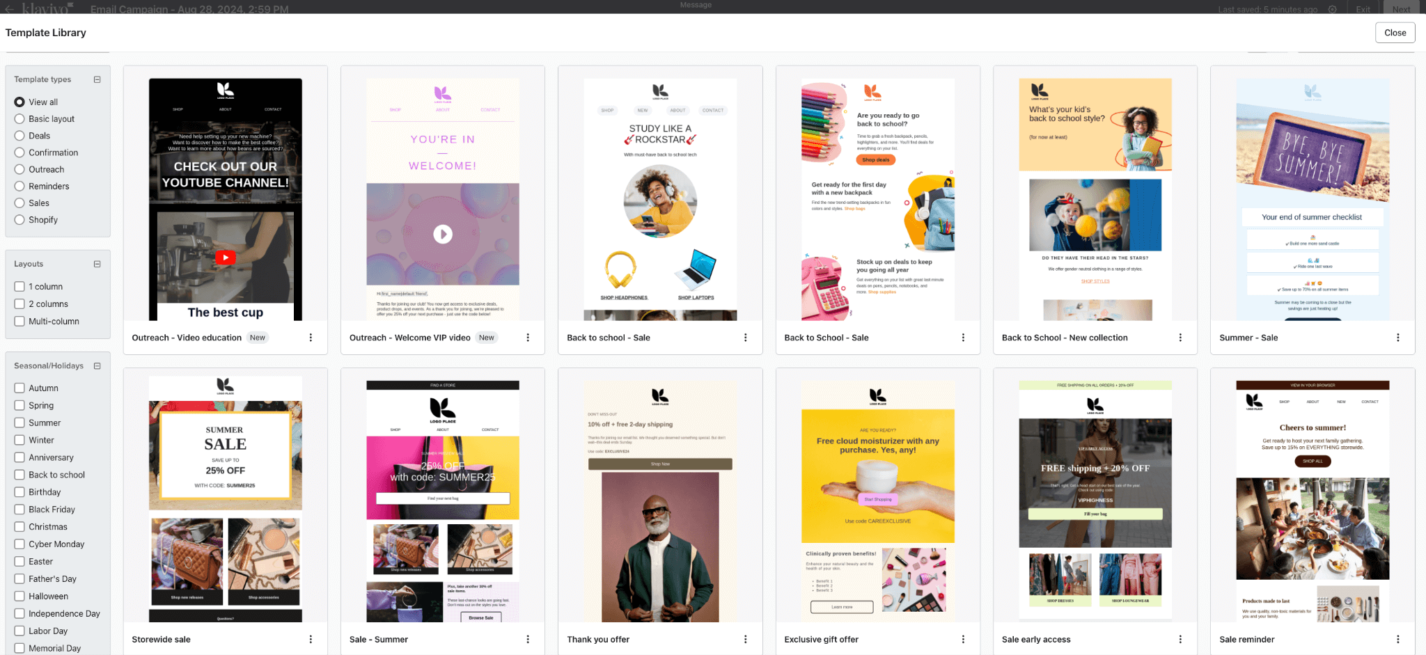 Klaviyo Template Library - Email templates for e-commerce campaigns