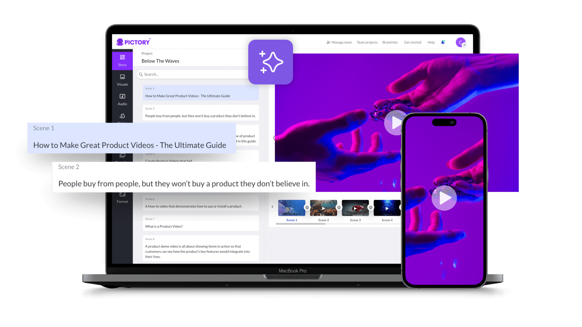Pictory AI video editor with scene builder