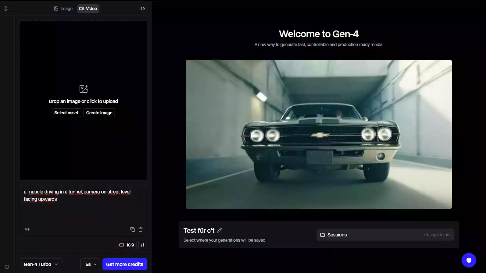 Runway ML Gen-4 Turbo video generator interface