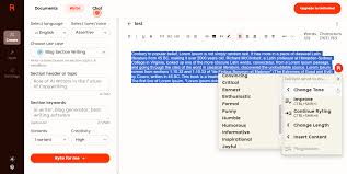 Rytr AI writing assistant interface